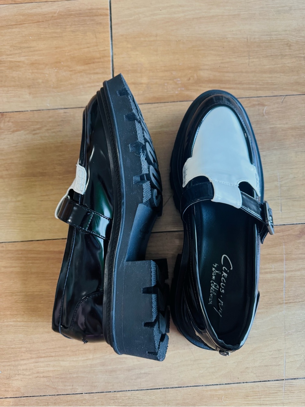 Circus by Sam Edelman Black and White Patent Lug Loafers